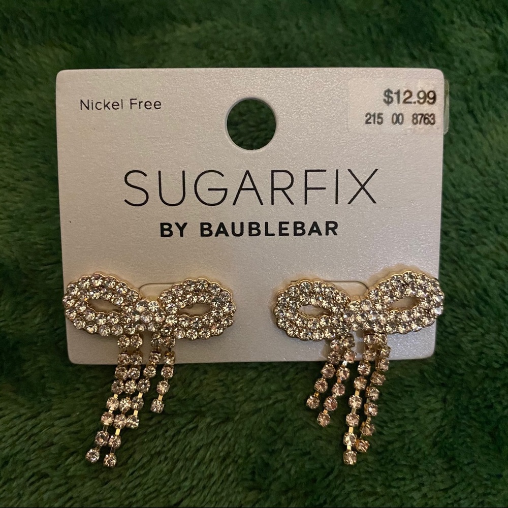 SugarFix BaubleBar Crystal Bow Fringe Earrings - Picture 4 of 6